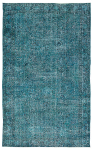 Turquoise  Over Dyed Vintage Rug 5'11'' x 9'8'' ft 181 x 295 cm