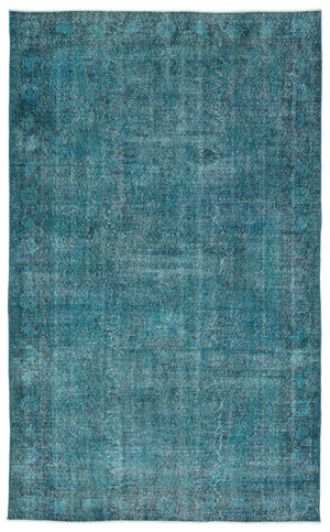 Turquoise  Over Dyed Vintage Rug 5'11'' x 9'8'' ft 181 x 295 cm