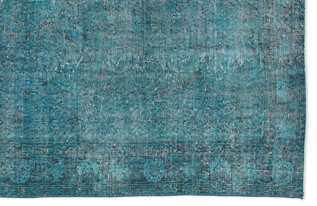 Turquoise  Over Dyed Vintage Rug 5'11'' x 9'8'' ft 181 x 295 cm