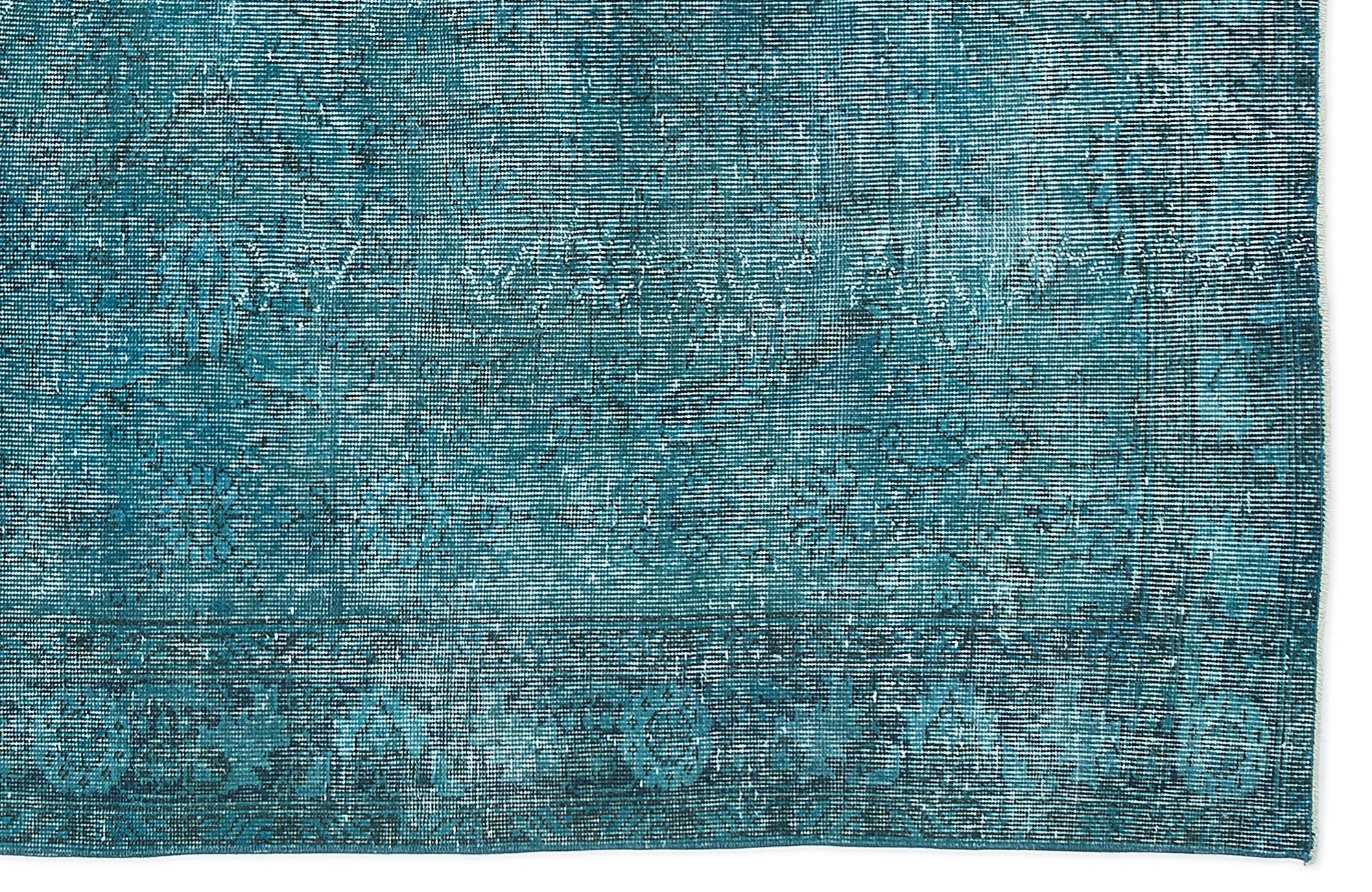 Turquoise  Over Dyed Vintage Rug 5'11'' x 9'8'' ft 181 x 295 cm