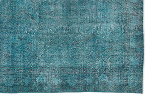 Turquoise  Over Dyed Vintage Rug 5'11'' x 9'8'' ft 181 x 295 cm