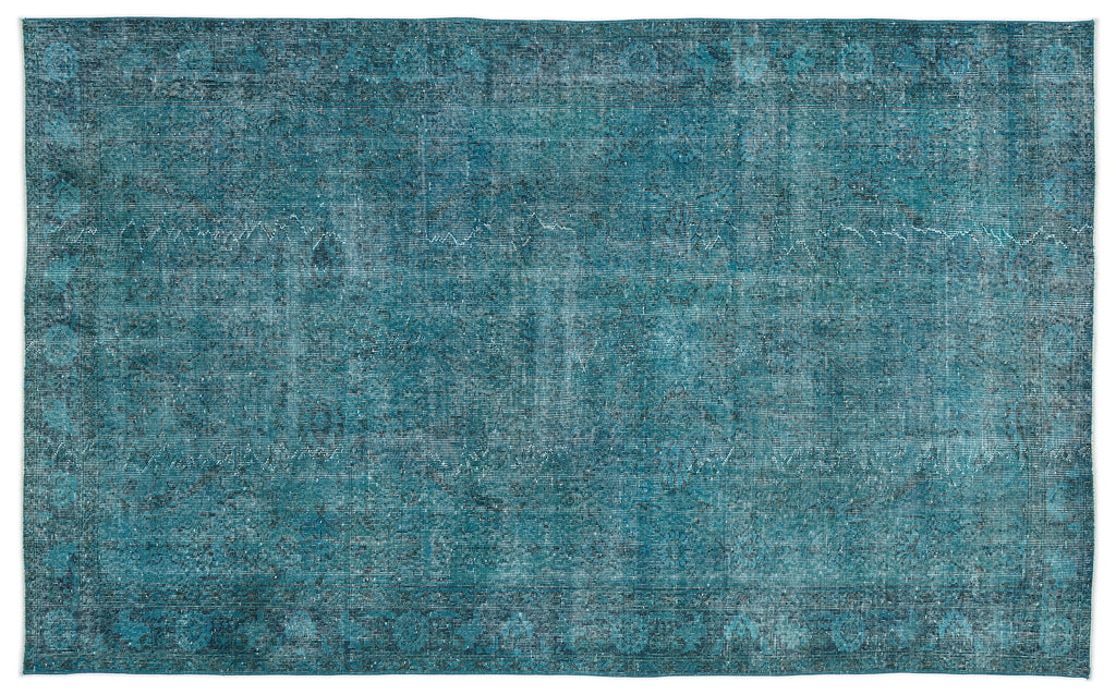 Turquoise  Over Dyed Vintage Rug 5'11'' x 9'8'' ft 181 x 295 cm