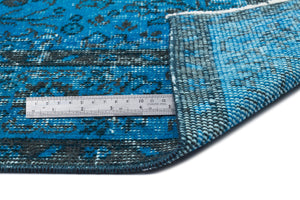 Turquoise  Over Dyed Vintage Rug 5'10'' x 9'4'' ft 177 x 285 cm