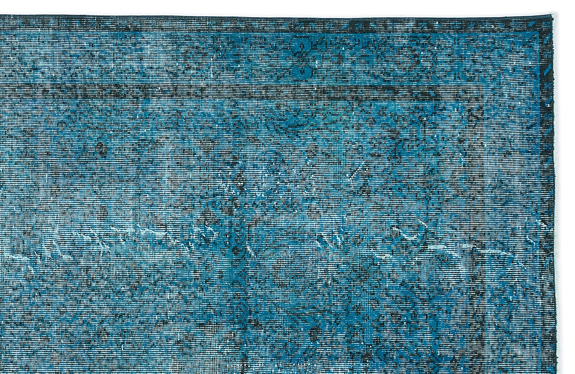 Turquoise  Over Dyed Vintage Rug 5'10'' x 9'4'' ft 177 x 285 cm