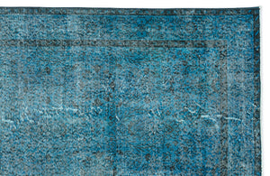 Turquoise  Over Dyed Vintage Rug 5'10'' x 9'4'' ft 177 x 285 cm