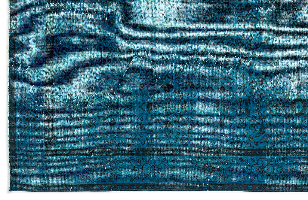 Turquoise  Over Dyed Vintage Rug 5'10'' x 9'4'' ft 177 x 285 cm