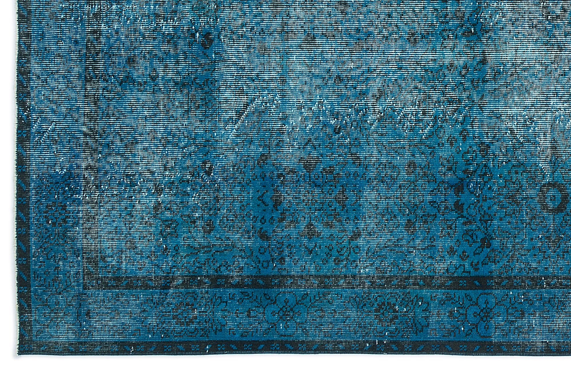 Turquoise  Over Dyed Vintage Rug 5'10'' x 9'4'' ft 177 x 285 cm