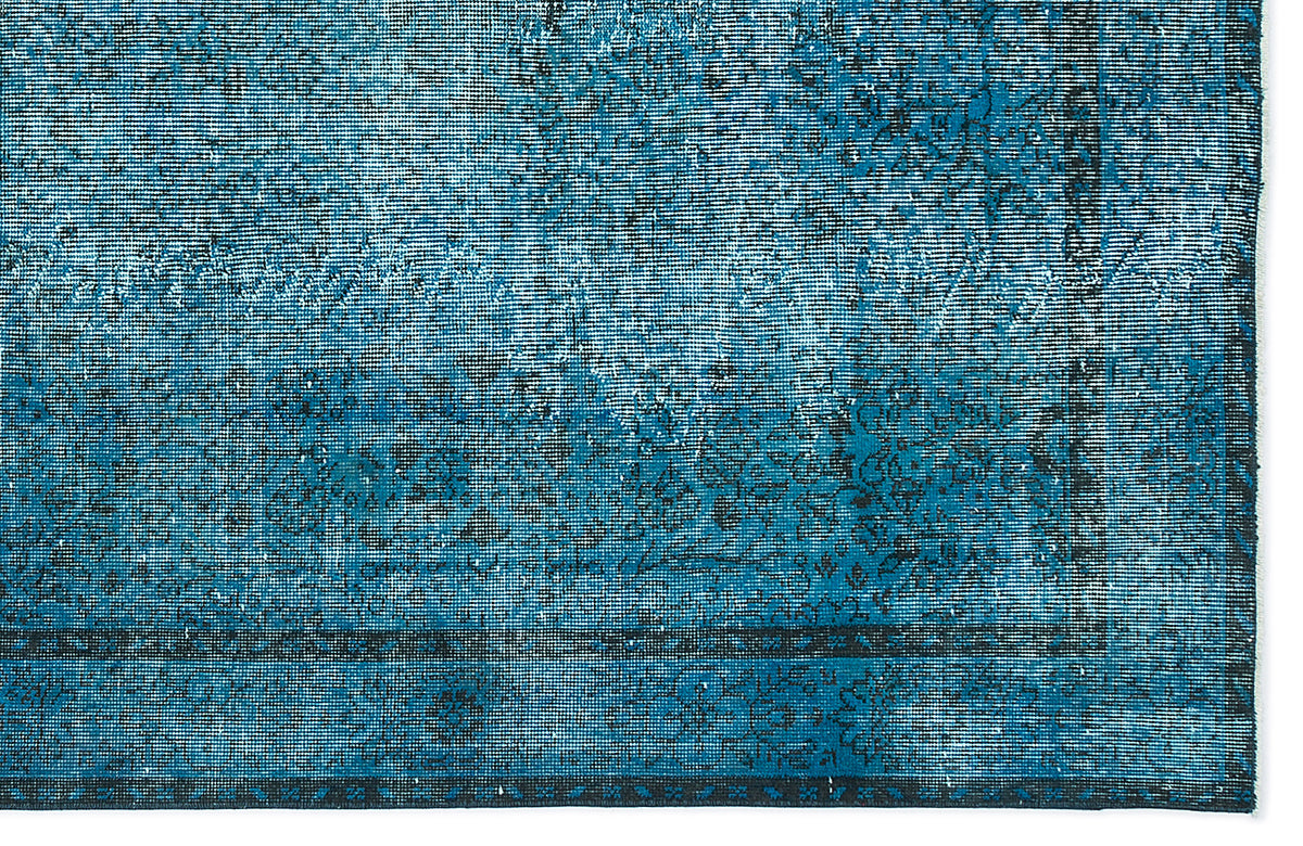 Turquoise  Over Dyed Vintage Rug 5&#39;10&#39;&#39; x 9&#39;4&#39;&#39; ft 177 x 285 cm