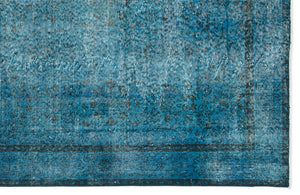 Turquoise  Over Dyed Vintage Rug 5'10'' x 9'4'' ft 177 x 285 cm