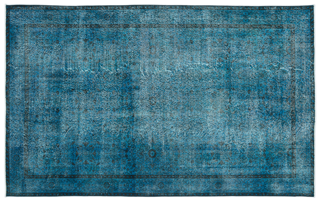 Turquoise  Over Dyed Vintage Rug 5'10'' x 9'4'' ft 177 x 285 cm