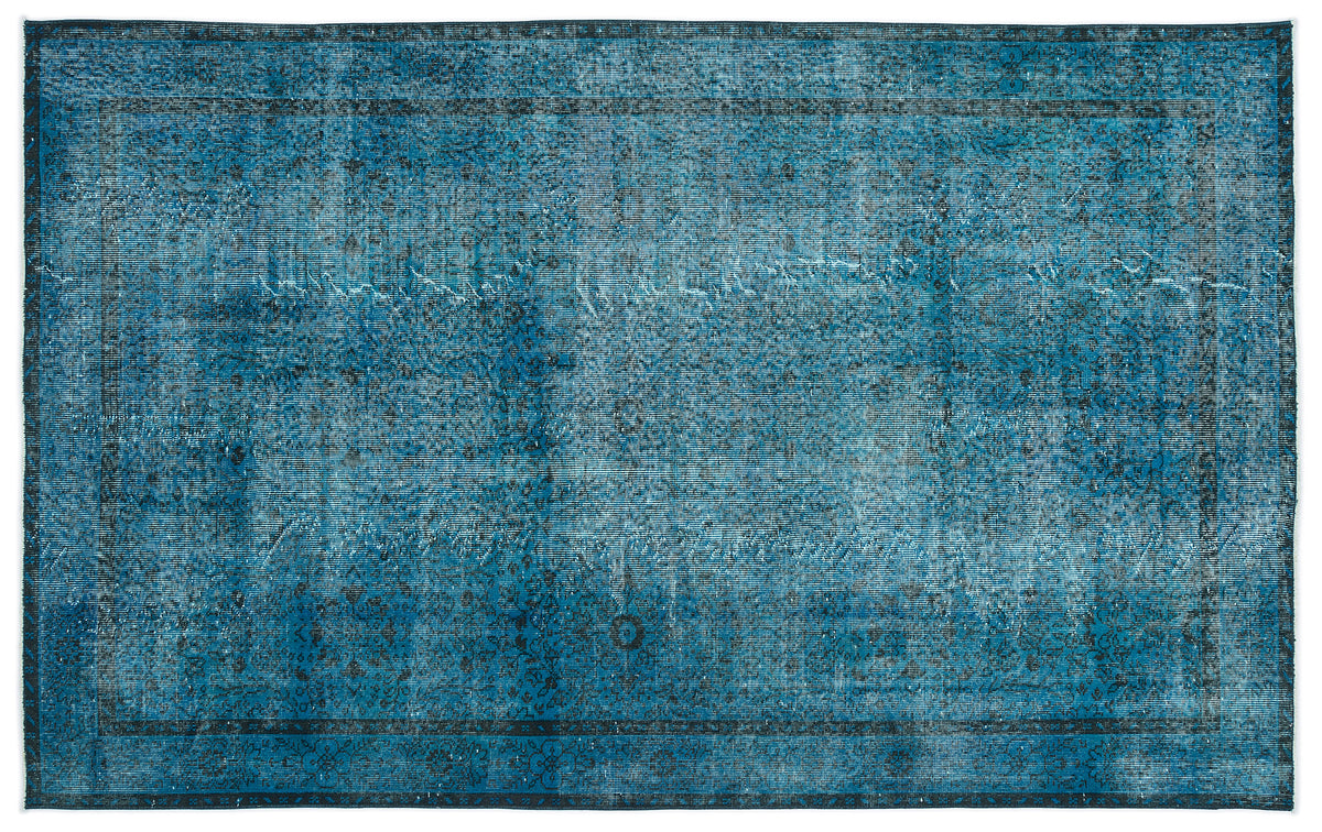Turquoise  Over Dyed Vintage Rug 5&#39;10&#39;&#39; x 9&#39;4&#39;&#39; ft 177 x 285 cm