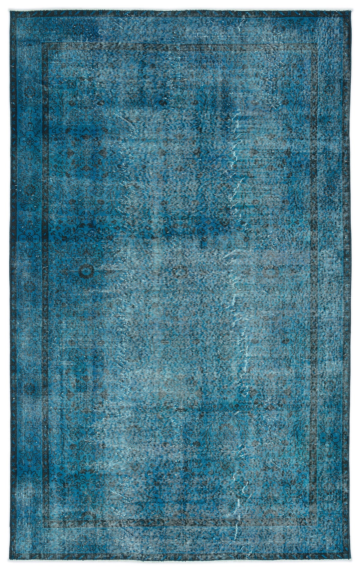 Turquoise  Over Dyed Vintage Rug 5&#39;10&#39;&#39; x 9&#39;4&#39;&#39; ft 177 x 285 cm