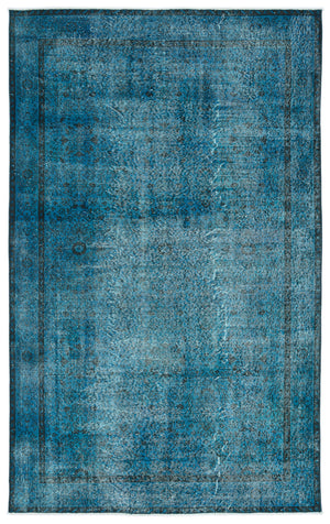 Turquoise  Over Dyed Vintage Rug 5'10'' x 9'4'' ft 177 x 285 cm
