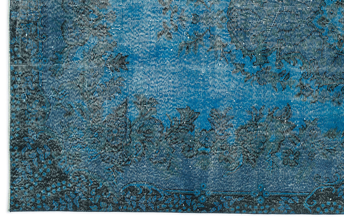 Turquoise  Over Dyed Vintage Rug 5&#39;5&#39;&#39; x 9&#39;7&#39;&#39; ft 164 x 291 cm