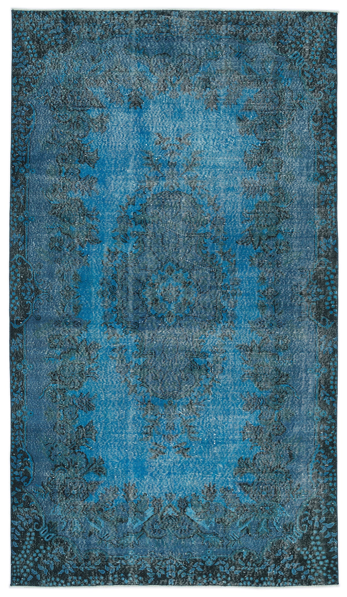 Turquoise  Over Dyed Vintage Rug 5&#39;5&#39;&#39; x 9&#39;7&#39;&#39; ft 164 x 291 cm