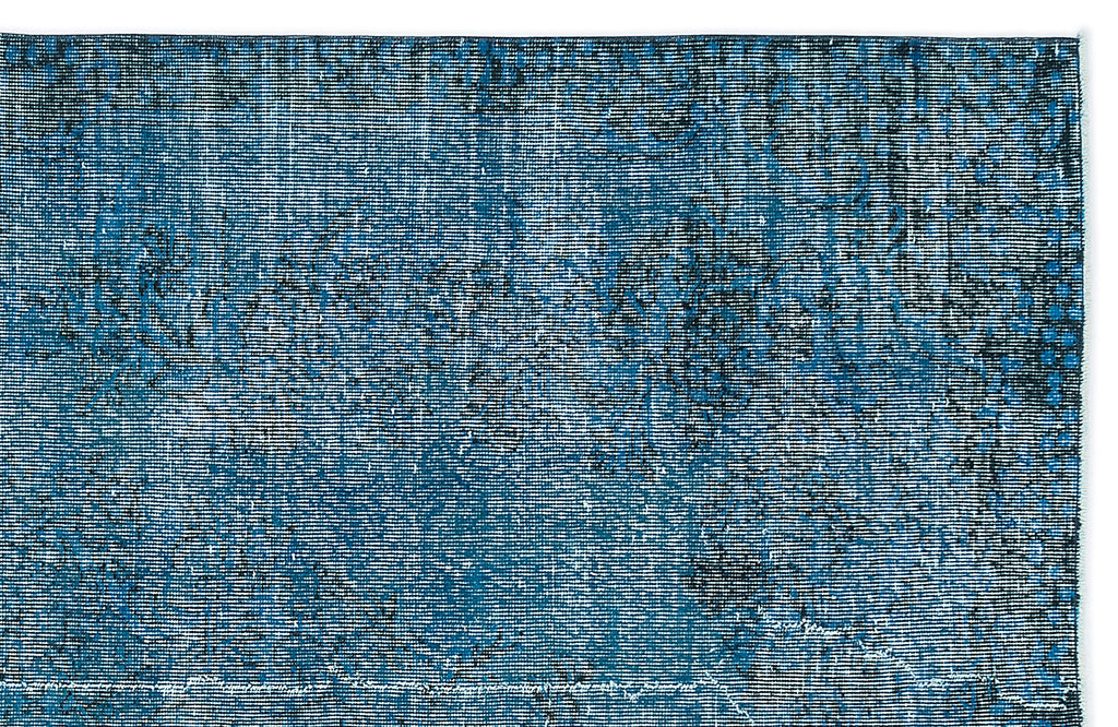 Turquoise  Over Dyed Vintage Rug 5'10'' x 9'3'' ft 178 x 283 cm