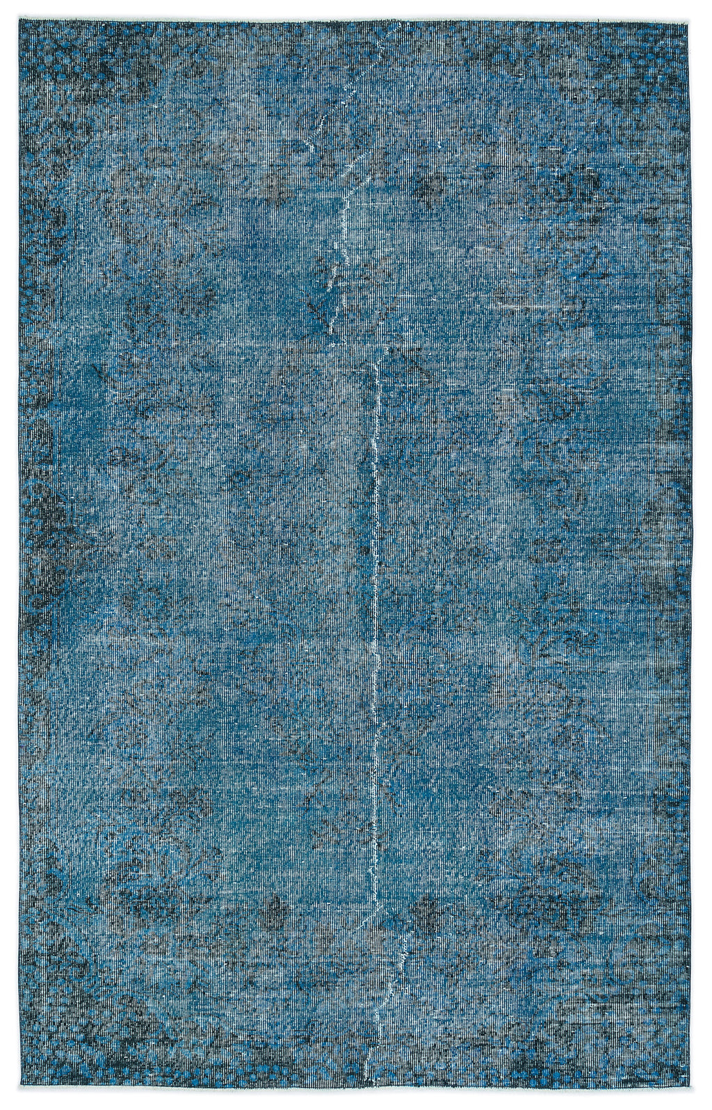 Turquoise  Over Dyed Vintage Rug 5'10'' x 9'3'' ft 178 x 283 cm