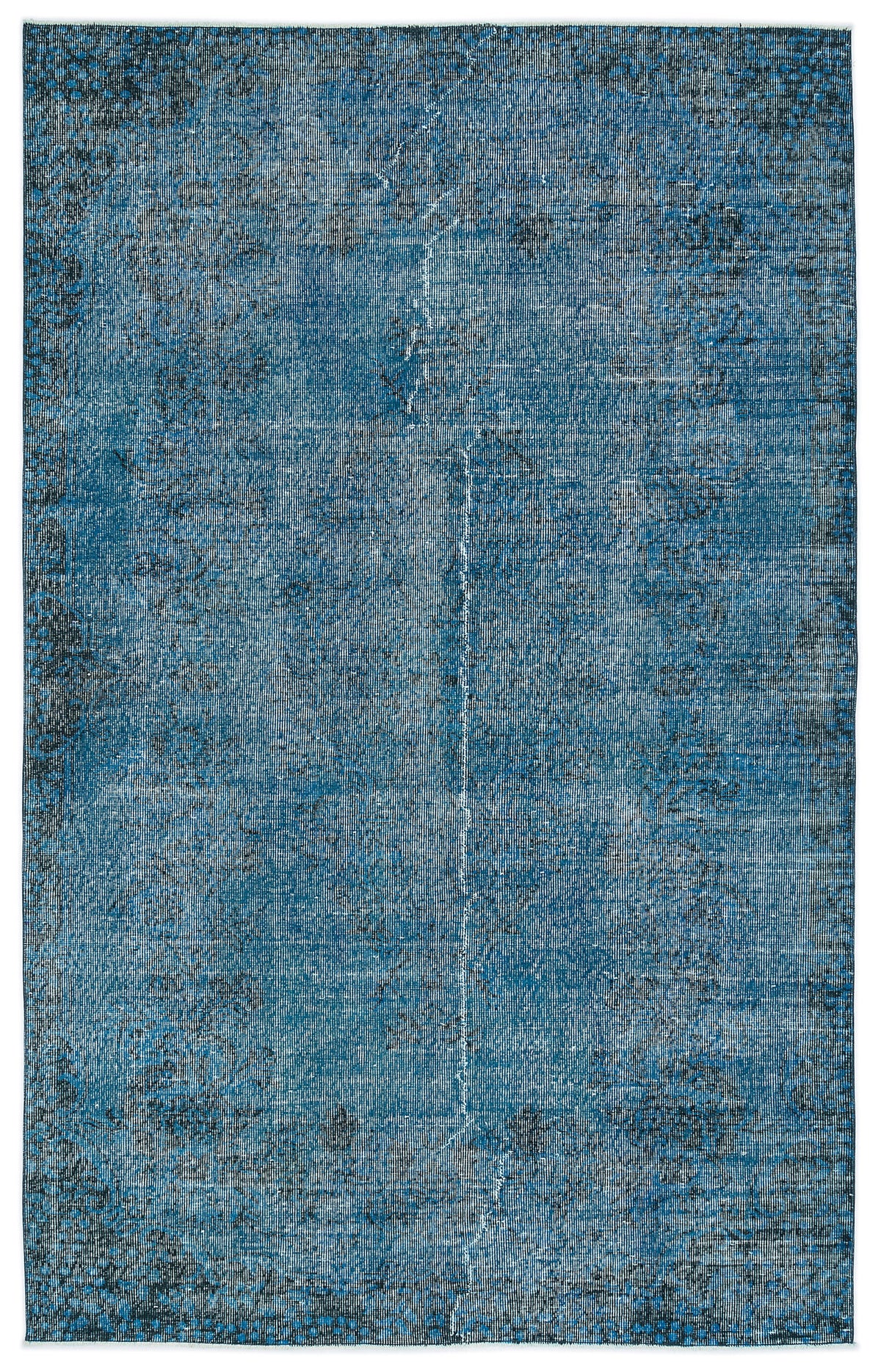 Turquoise  Over Dyed Vintage Rug 5&#39;10&#39;&#39; x 9&#39;3&#39;&#39; ft 178 x 283 cm