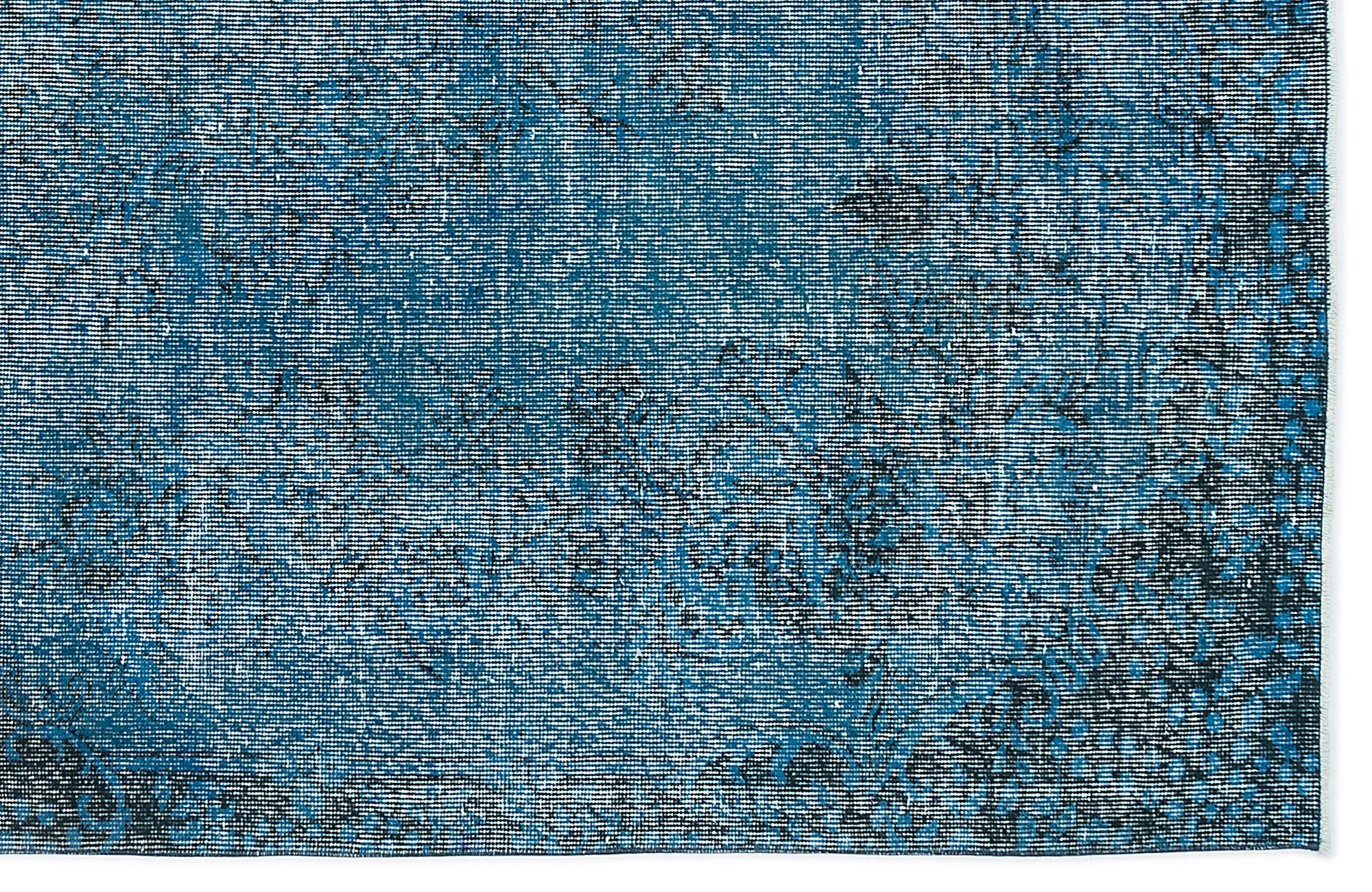Turquoise  Over Dyed Vintage Rug 5'10'' x 9'3'' ft 178 x 283 cm