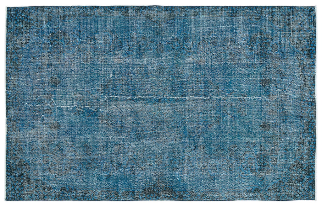 Turquoise  Over Dyed Vintage Rug 5'10'' x 9'3'' ft 178 x 283 cm