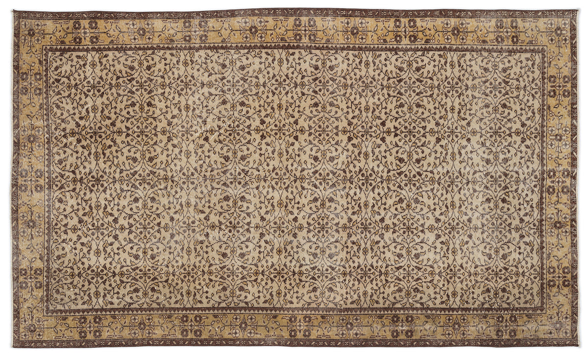 Brown Over Dyed Vintage Rug 5'5'' x 9'1'' ft 165 x 276 cm