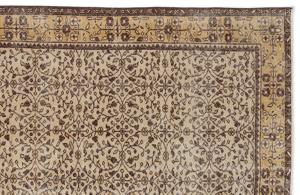 Brown Over Dyed Vintage Rug 5'5'' x 9'1'' ft 165 x 276 cm