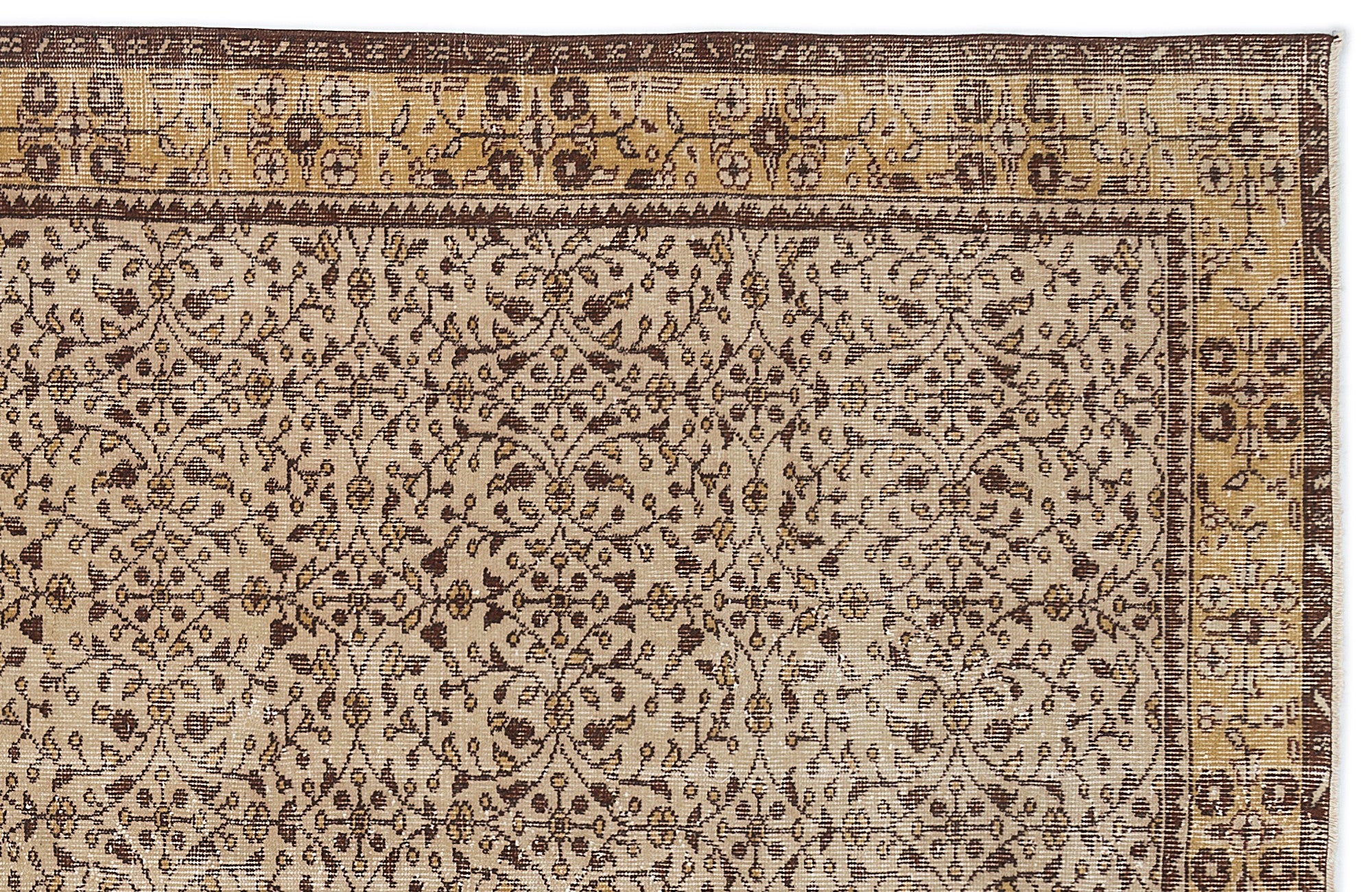 Brown Over Dyed Vintage Rug 5'5'' x 9'1'' ft 165 x 276 cm
