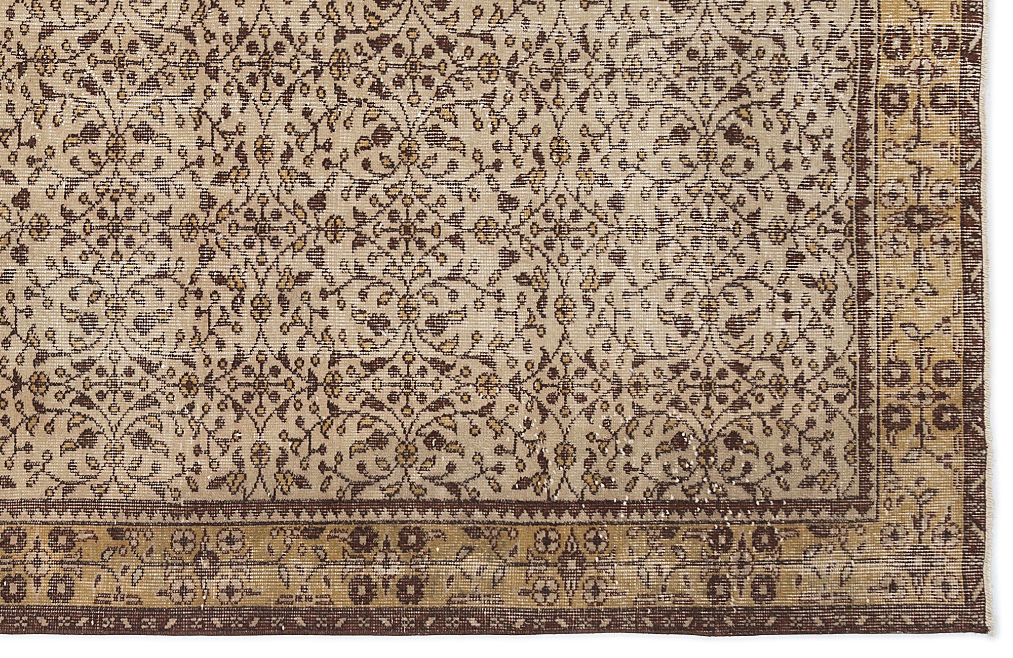 Brown Over Dyed Vintage Rug 5'5'' x 9'1'' ft 165 x 276 cm