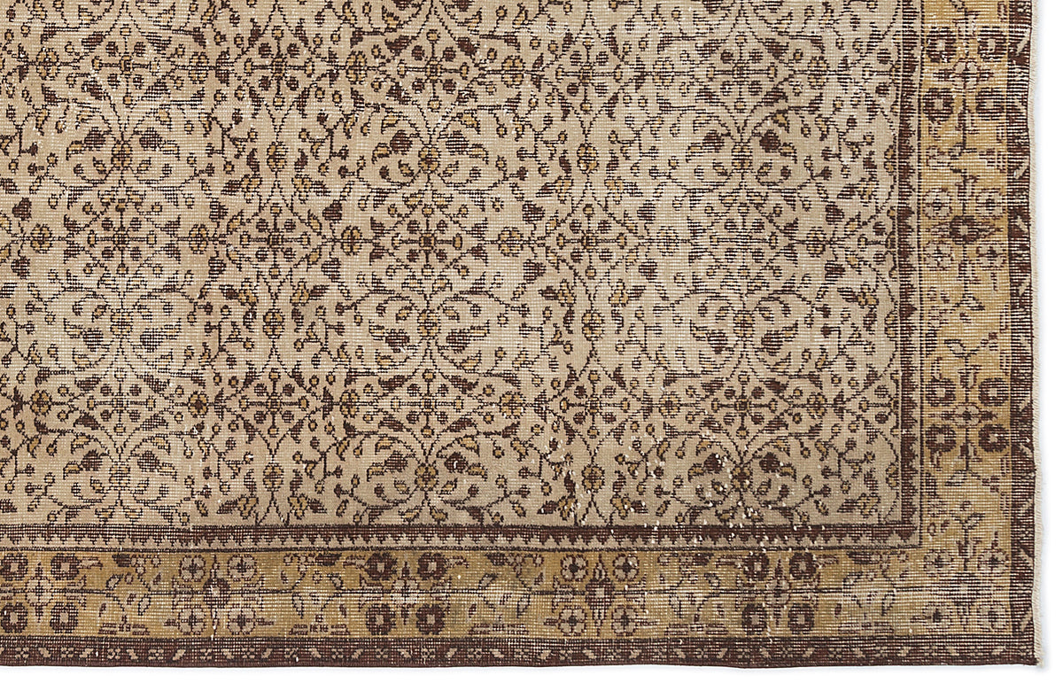 Brown Over Dyed Vintage Rug 5'5'' x 9'1'' ft 165 x 276 cm