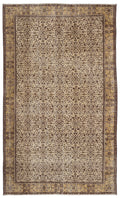 Brown Over Dyed Vintage Rug 5'5'' x 9'1'' ft 165 x 276 cm