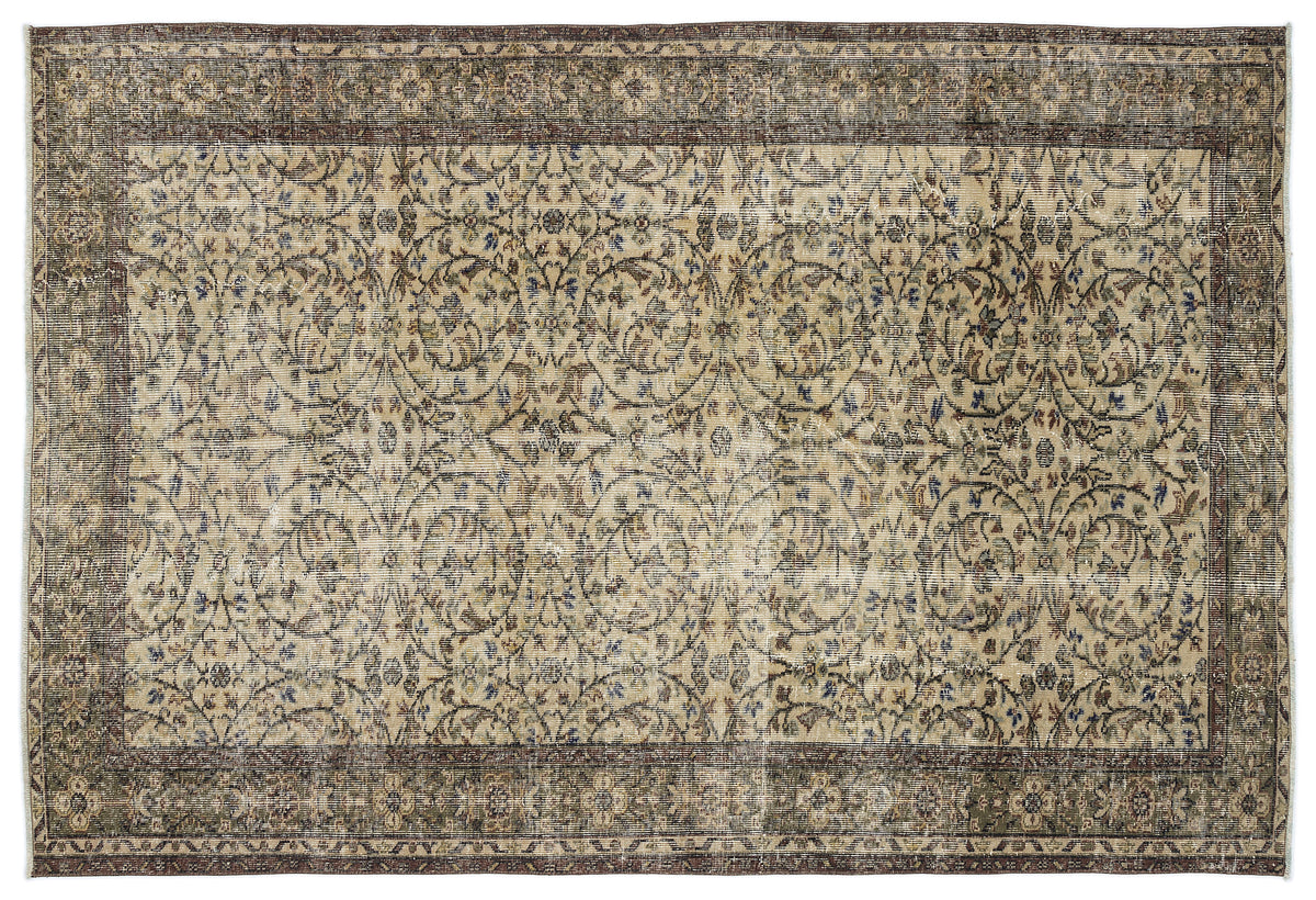 Naturel Over Dyed Vintage Rug 5&#39;9&#39;&#39; x 8&#39;6&#39;&#39; ft 176 x 258 cm