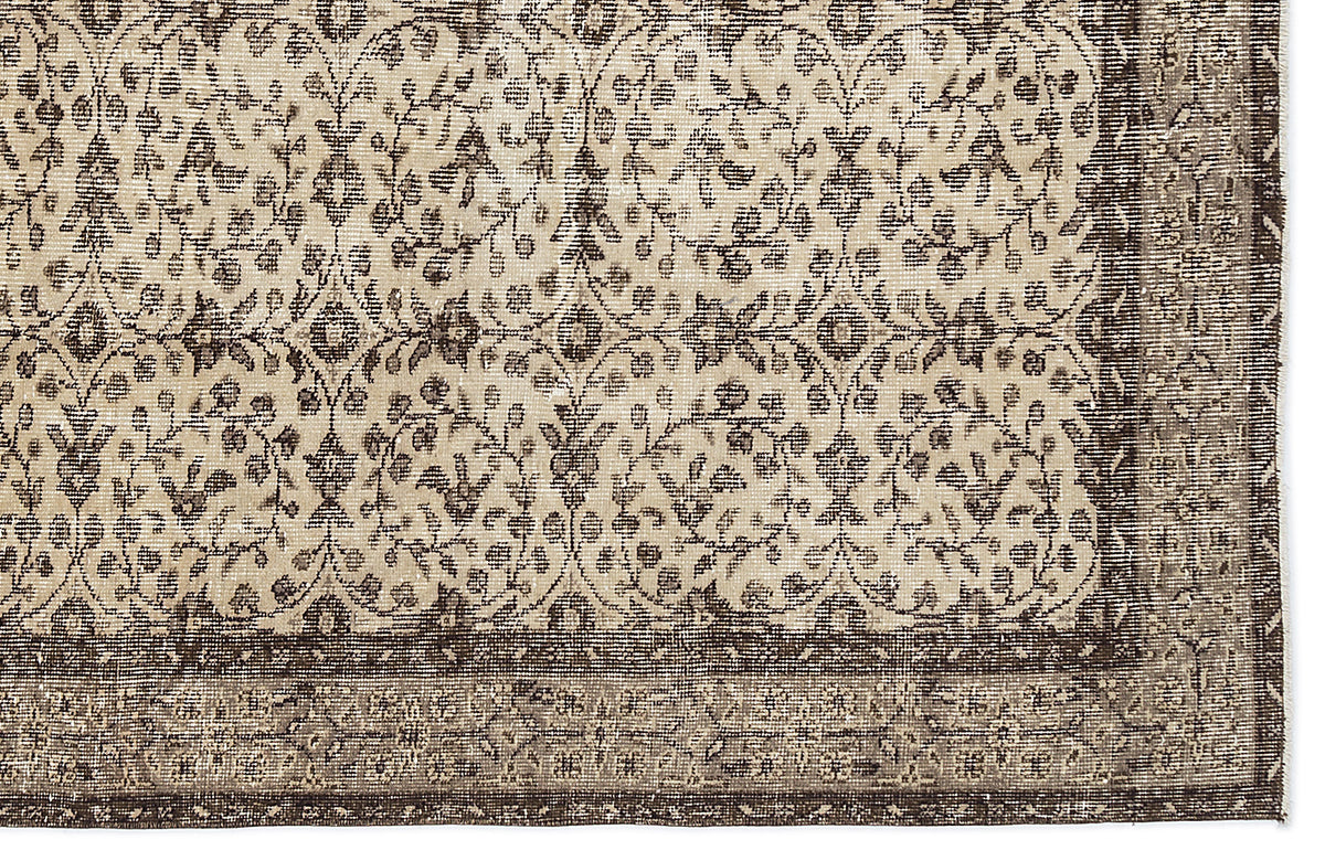 Brown Over Dyed Vintage Rug 5&#39;10&#39;&#39; x 9&#39;1&#39;&#39; ft 179 x 278 cm