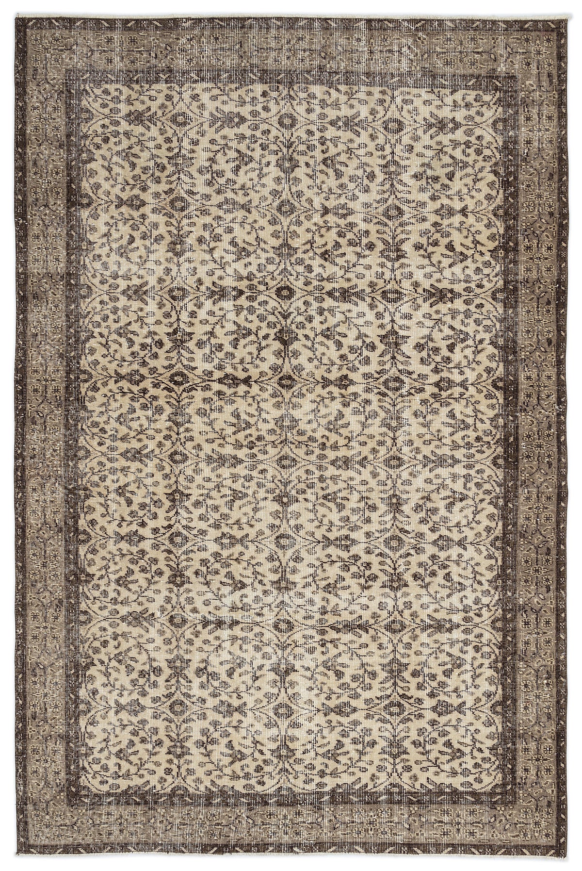 Brown Over Dyed Vintage Rug 5&#39;10&#39;&#39; x 9&#39;1&#39;&#39; ft 179 x 278 cm