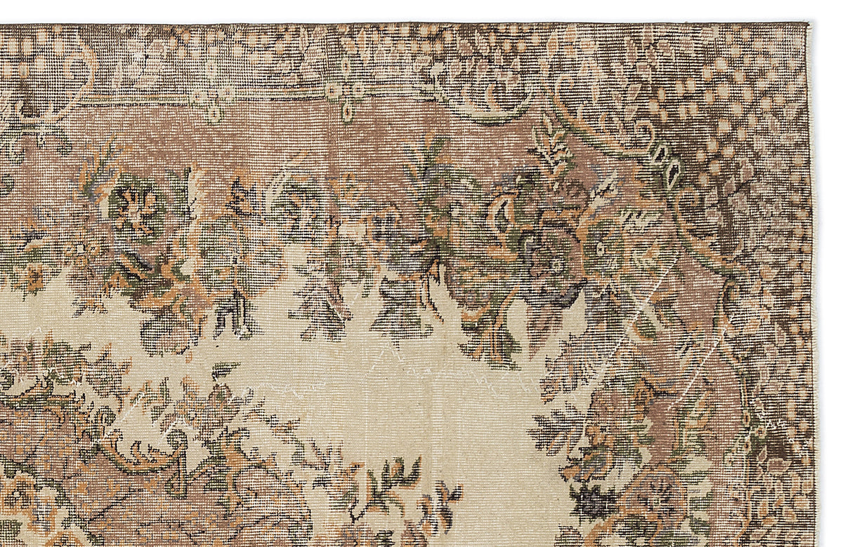 Brown Over Dyed Vintage Rug 5&#39;11&#39;&#39; x 9&#39;1&#39;&#39; ft 180 x 277 cm