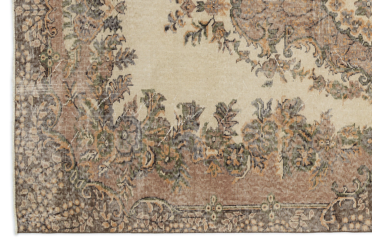 Brown Over Dyed Vintage Rug 5&#39;11&#39;&#39; x 9&#39;1&#39;&#39; ft 180 x 277 cm