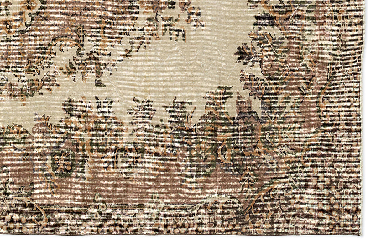 Brown Over Dyed Vintage Rug 5&#39;11&#39;&#39; x 9&#39;1&#39;&#39; ft 180 x 277 cm