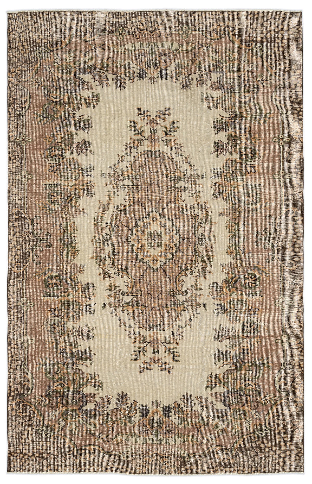 Brown Over Dyed Vintage Rug 5&#39;11&#39;&#39; x 9&#39;1&#39;&#39; ft 180 x 277 cm