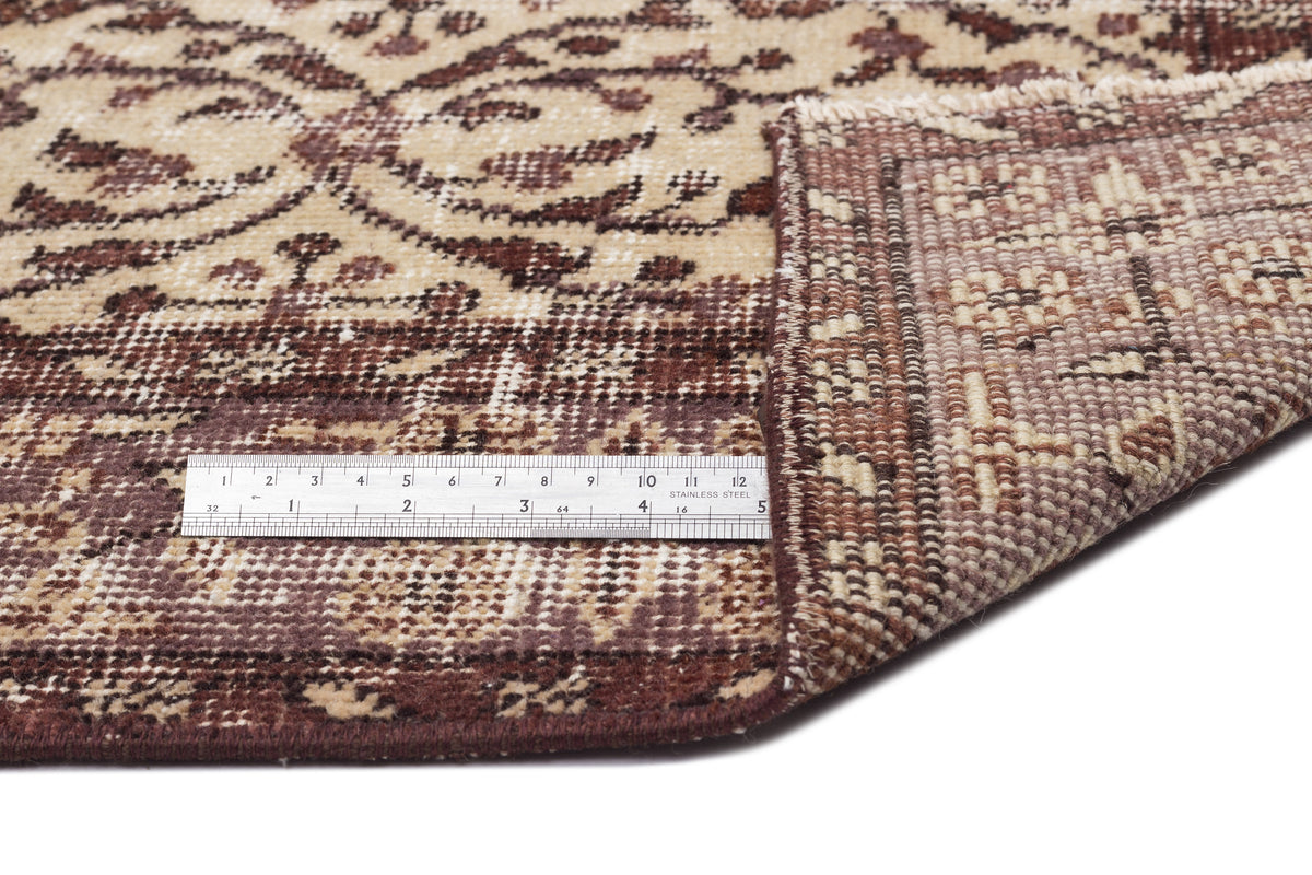 Brown Over Dyed Vintage Rug 5&#39;3&#39;&#39; x 9&#39;3&#39;&#39; ft 161 x 283 cm