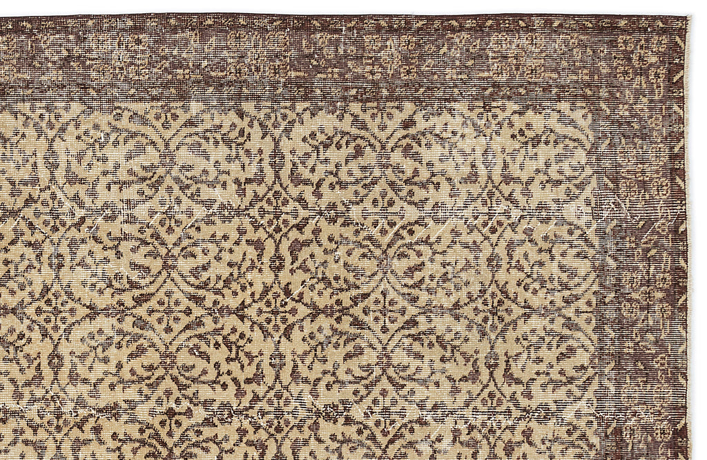 Brown Over Dyed Vintage Rug 5'3'' x 9'3'' ft 161 x 283 cm
