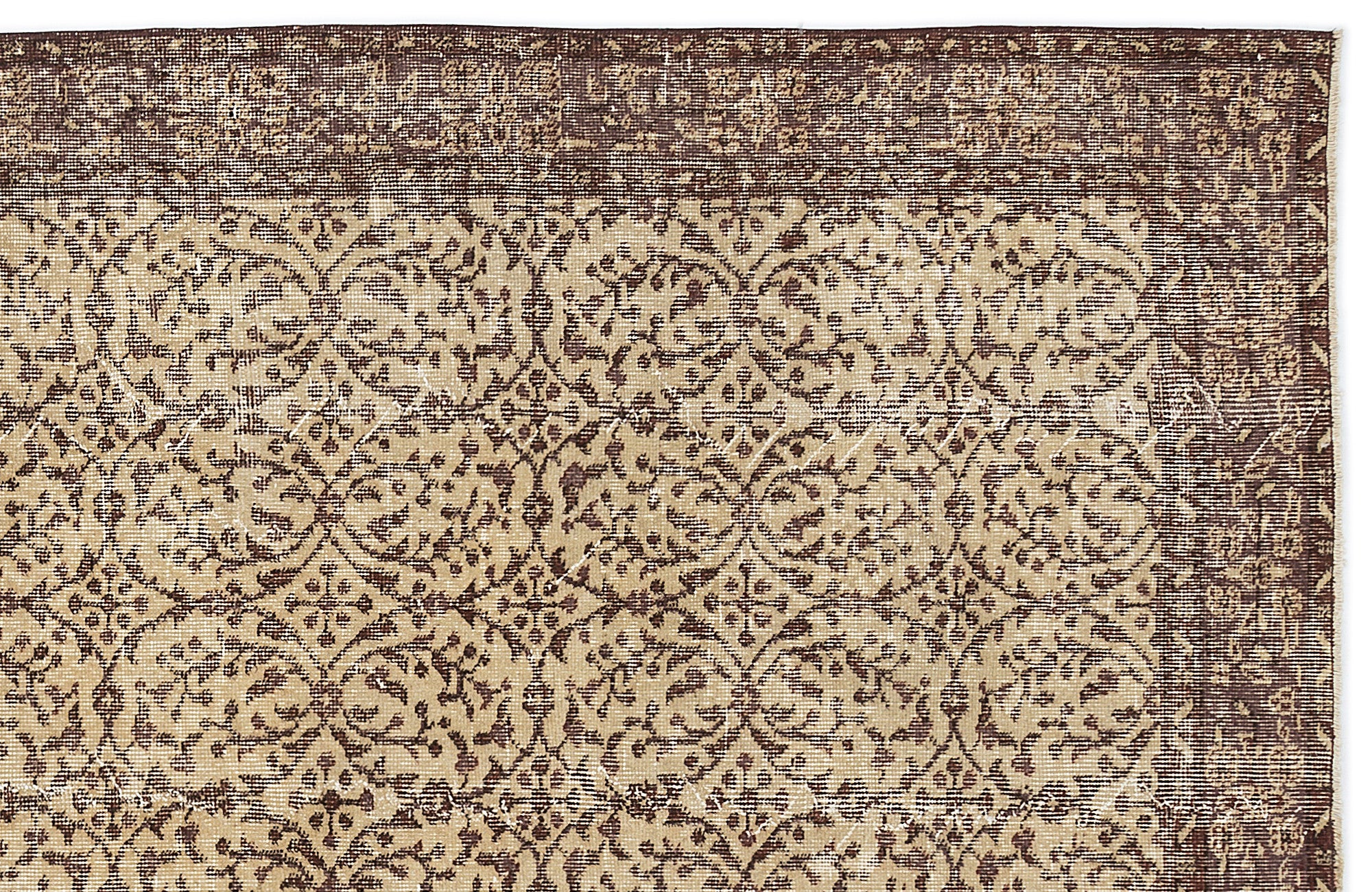 Brown Over Dyed Vintage Rug 5'3'' x 9'3'' ft 161 x 283 cm