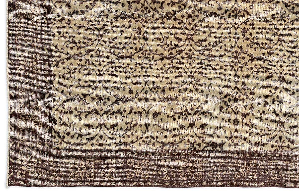 Brown Over Dyed Vintage Rug 5&#39;3&#39;&#39; x 9&#39;3&#39;&#39; ft 161 x 283 cm