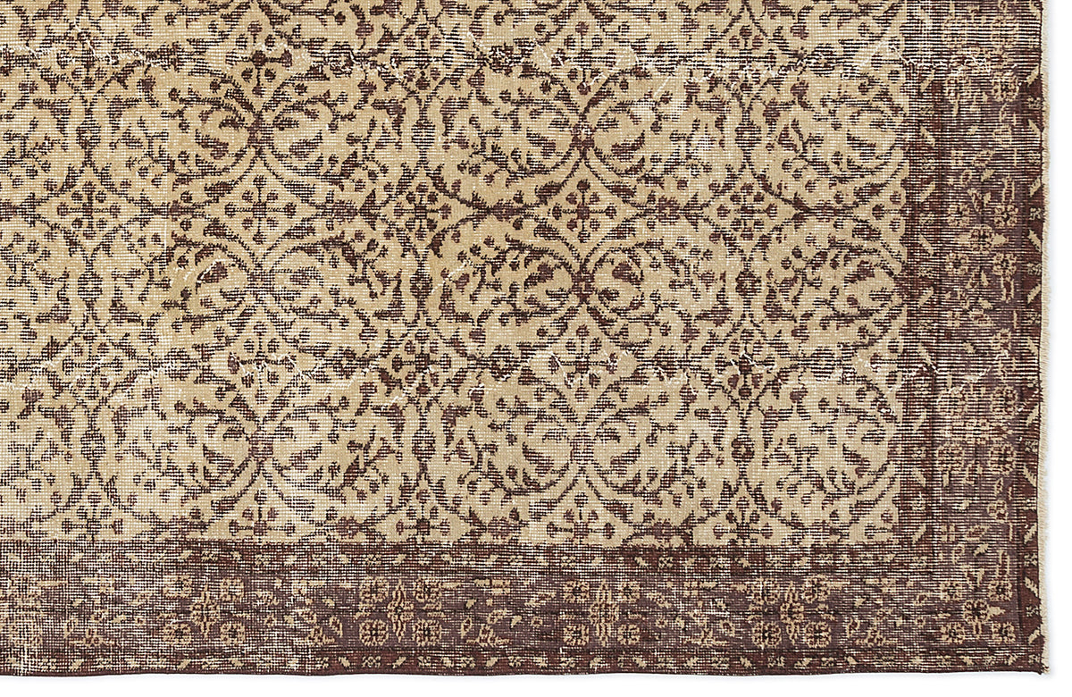 Brown Over Dyed Vintage Rug 5&#39;3&#39;&#39; x 9&#39;3&#39;&#39; ft 161 x 283 cm