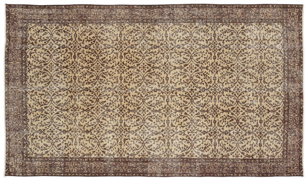 Brown Over Dyed Vintage Rug 5'3'' x 9'3'' ft 161 x 283 cm