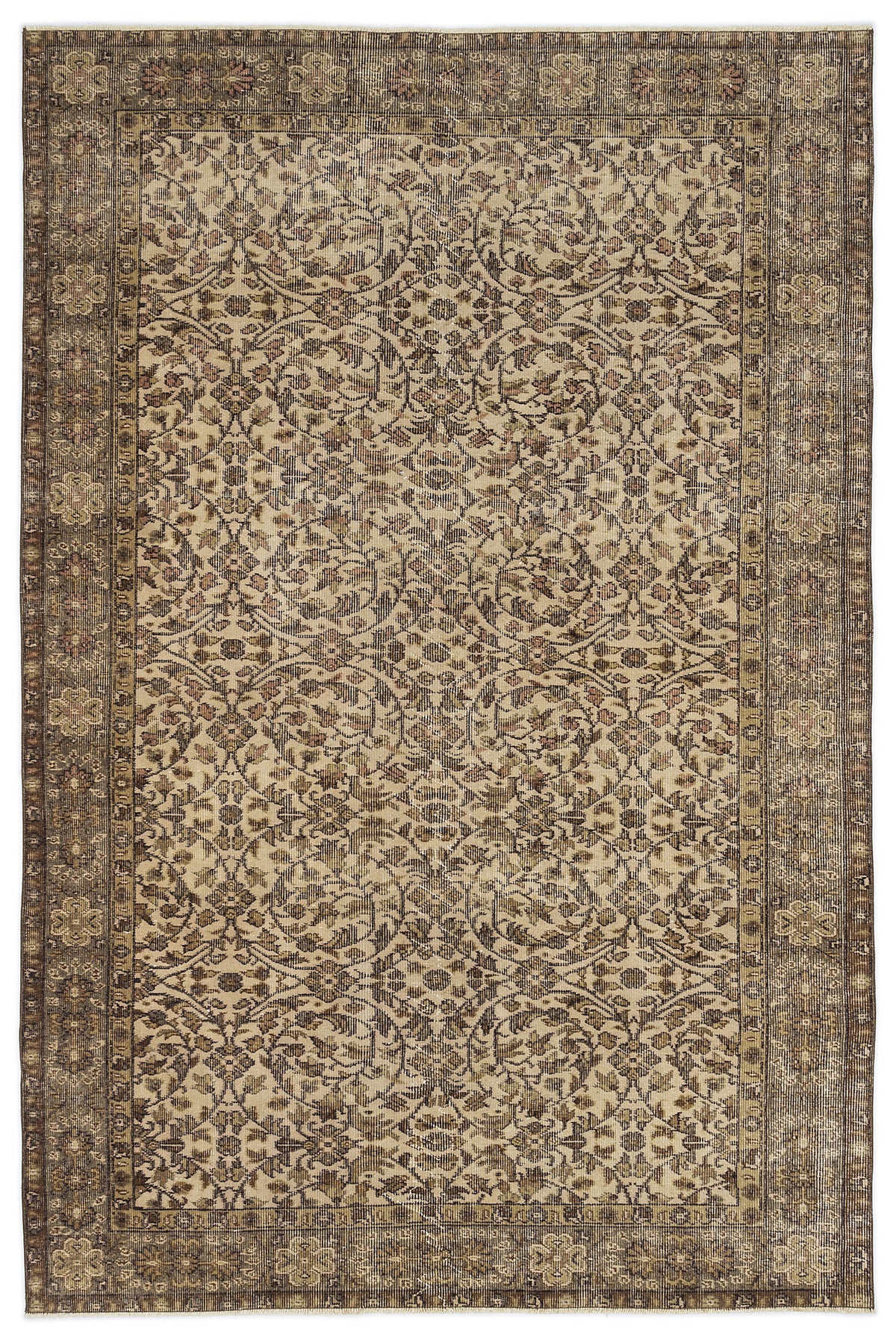 Naturel Over Dyed Vintage Rug 5&#39;4&#39;&#39; x 8&#39;4&#39;&#39; ft 163 x 254 cm