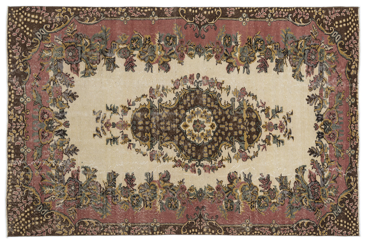 Naturel Over Dyed Vintage Rug 5&#39;9&#39;&#39; x 8&#39;8&#39;&#39; ft 174 x 265 cm