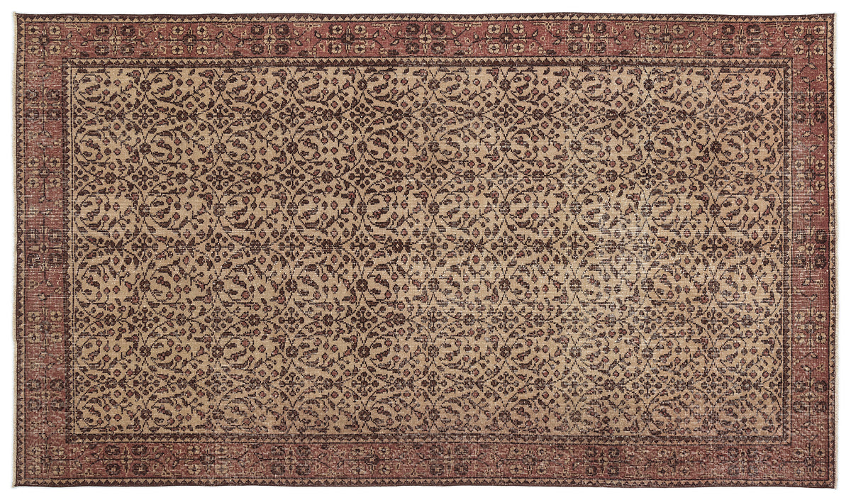 Brown Over Dyed Vintage Rug 5&#39;2&#39;&#39; x 8&#39;11&#39;&#39; ft 158 x 272 cm