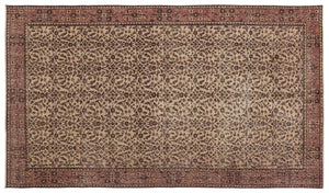 Brown Over Dyed Vintage Rug 5'2'' x 8'11'' ft 158 x 272 cm