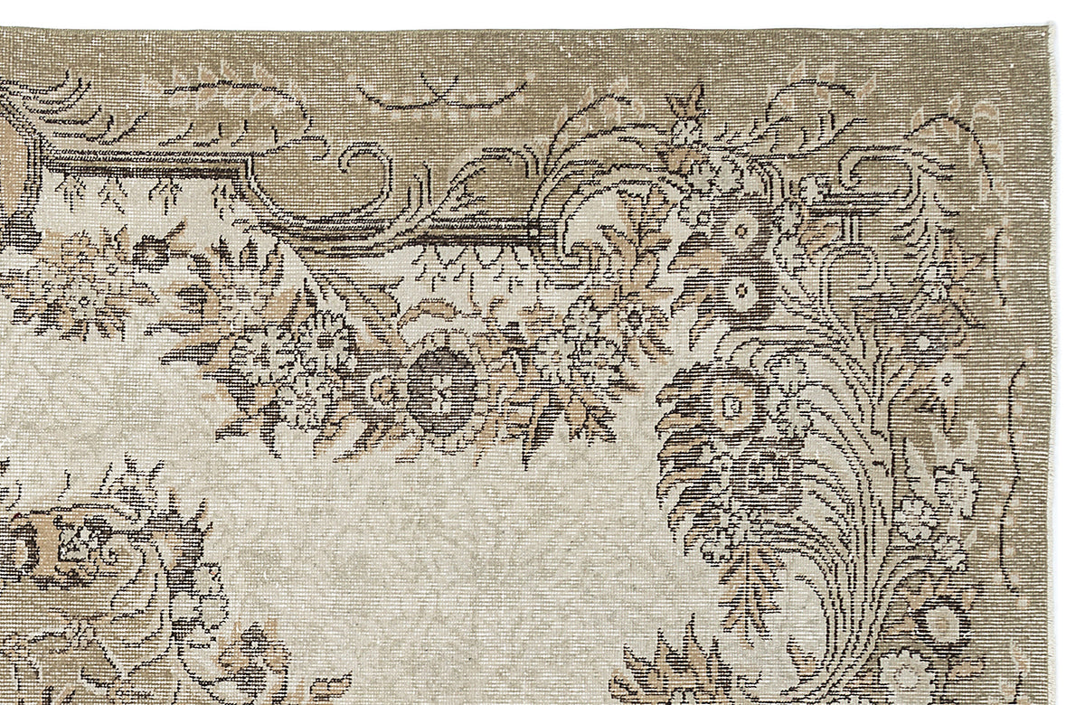 Beige Over Dyed Vintage Rug 6&#39;1&#39;&#39; x 10&#39;1&#39;&#39; ft 185 x 307 cm