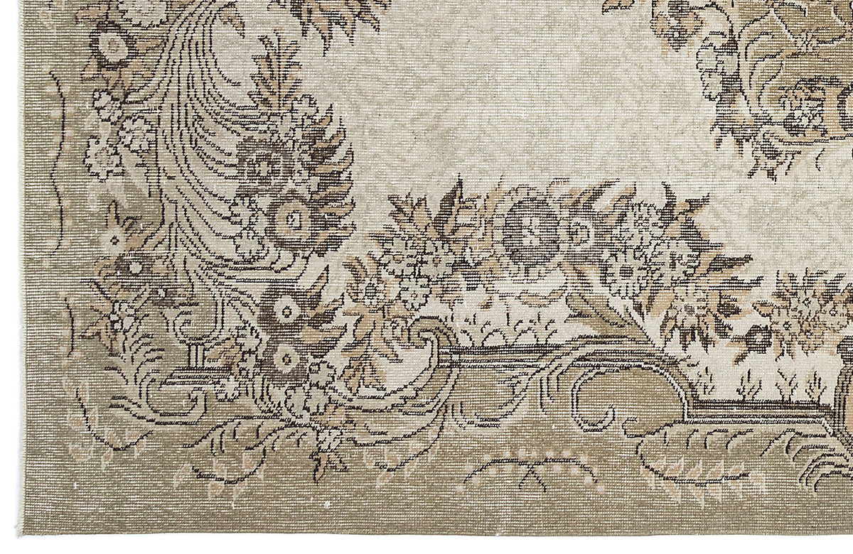 Beige Over Dyed Vintage Rug 6&#39;1&#39;&#39; x 10&#39;1&#39;&#39; ft 185 x 307 cm