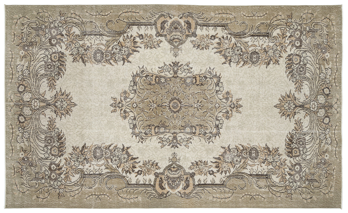 Beige Over Dyed Vintage Rug 6&#39;1&#39;&#39; x 10&#39;1&#39;&#39; ft 185 x 307 cm